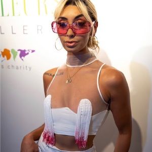 White Mesh Top with Tassels